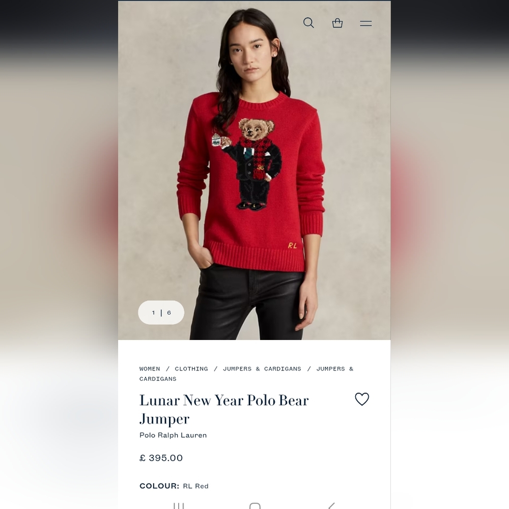 Polo Ralph Lauren Lunar Bear sweater global Italy NWT red